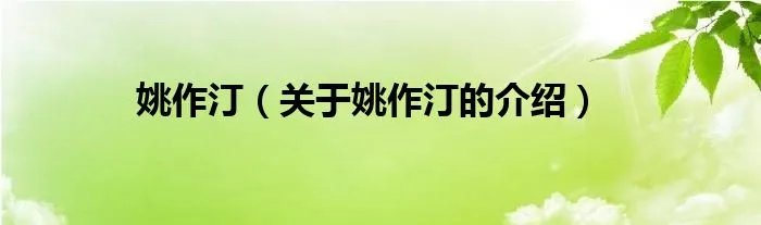 姚作汀（关于姚作汀的介绍）