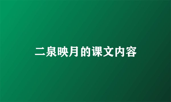 二泉映月的课文内容