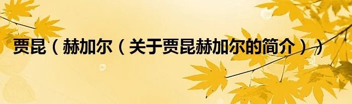 贾昆（赫加尔（关于贾昆赫加尔的简介））