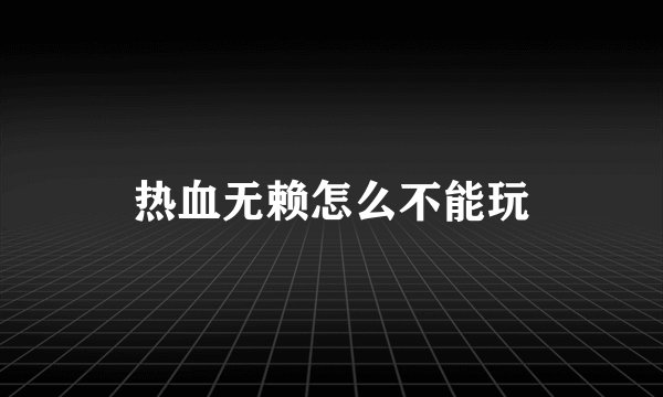 热血无赖怎么不能玩