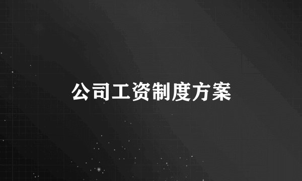 公司工资制度方案