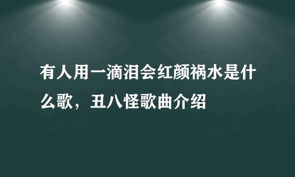 有人用一滴泪会红颜祸水是什么歌，丑八怪歌曲介绍