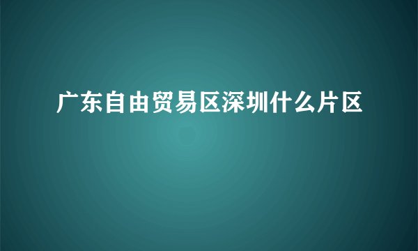 广东自由贸易区深圳什么片区