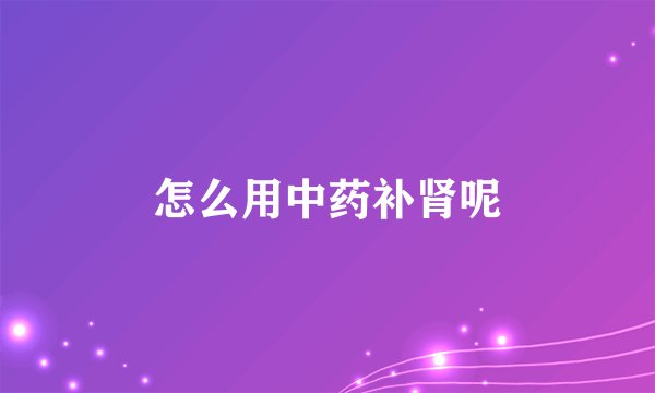 怎么用中药补肾呢