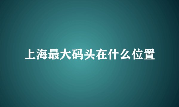 上海最大码头在什么位置