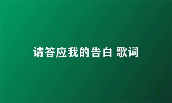 请答应我的告白 歌词