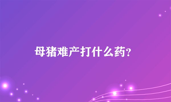 母猪难产打什么药？