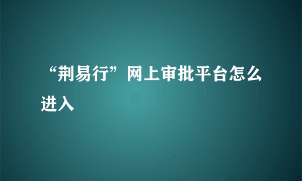 “荆易行”网上审批平台怎么进入