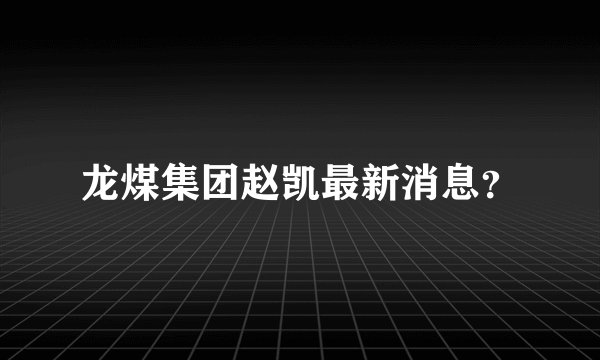 龙煤集团赵凯最新消息?