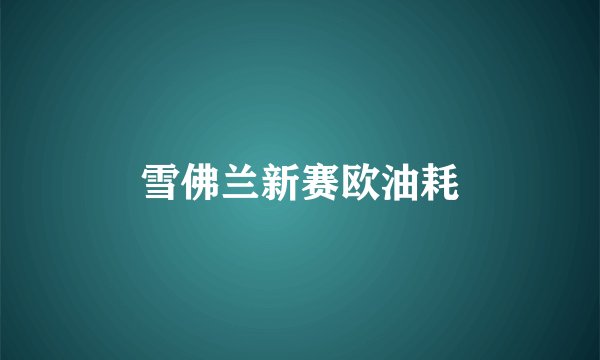 雪佛兰新赛欧油耗