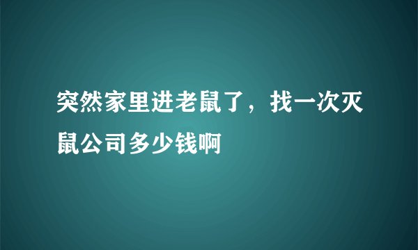 突然家里进老鼠了，找一次灭鼠公司多少钱啊
