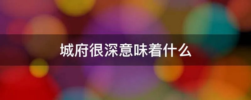 城府很深意味着什么
