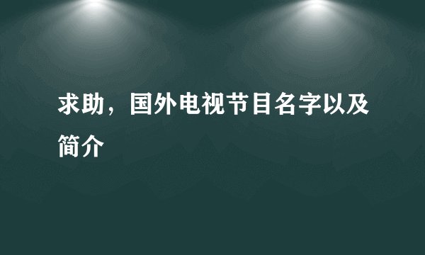 求助，国外电视节目名字以及简介