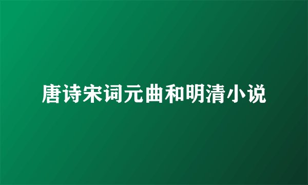 唐诗宋词元曲和明清小说