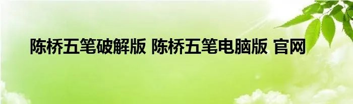 陈桥五笔破解版 陈桥五笔电脑版 官网