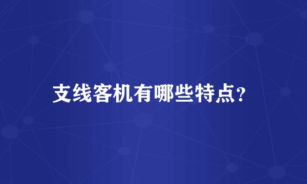 支线客机有哪些特点？