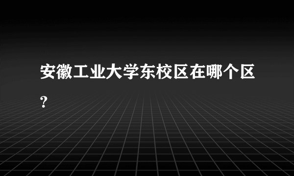 安徽工业大学东校区在哪个区？