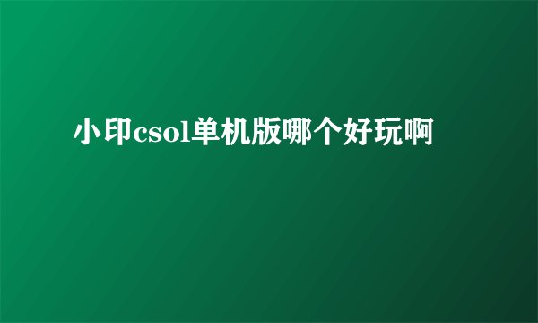 小印csol单机版哪个好玩啊