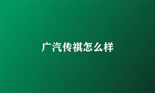 广汽传祺怎么样