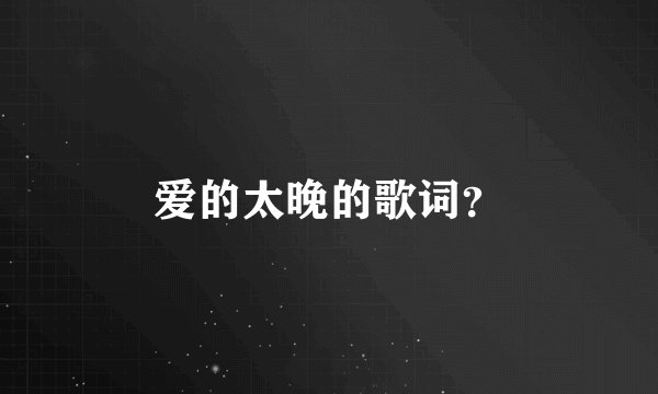 爱的太晚的歌词？