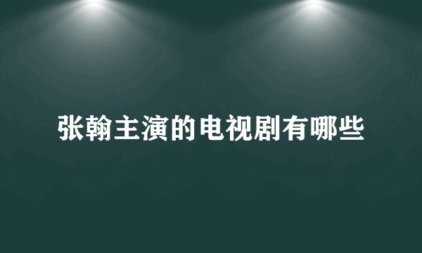 张翰主演的电视剧有哪些