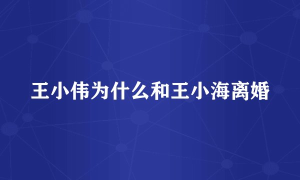 王小伟为什么和王小海离婚