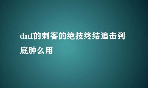 dnf的刺客的绝技终结追击到底肿么用