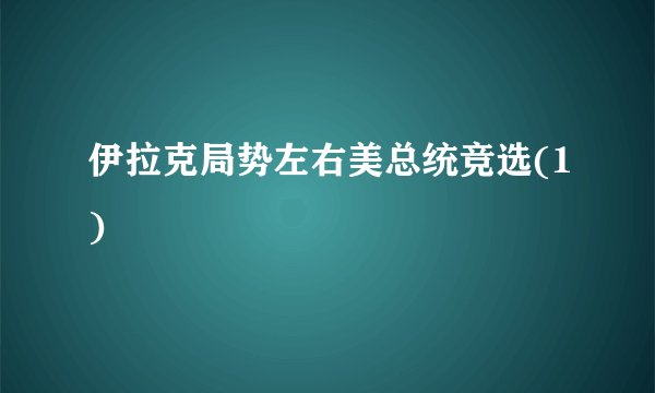 伊拉克局势左右美总统竞选(1)