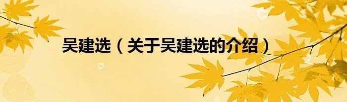 吴建选（关于吴建选的介绍）