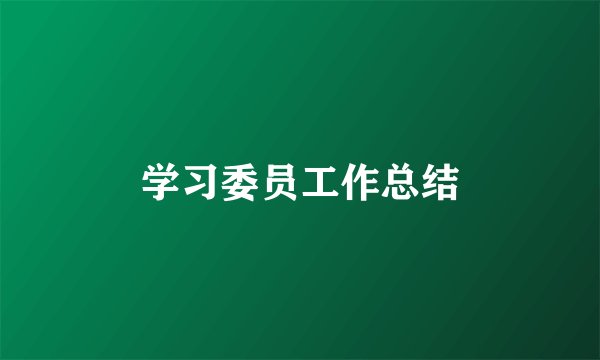 学习委员工作总结