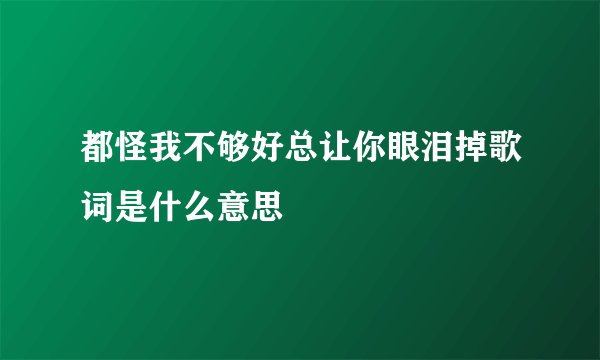 都怪我不够好总让你眼泪掉歌词是什么意思