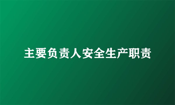 主要负责人安全生产职责