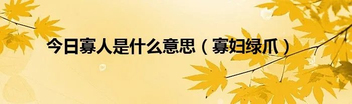 今日寡人是什么意思（寡妇绿爪）