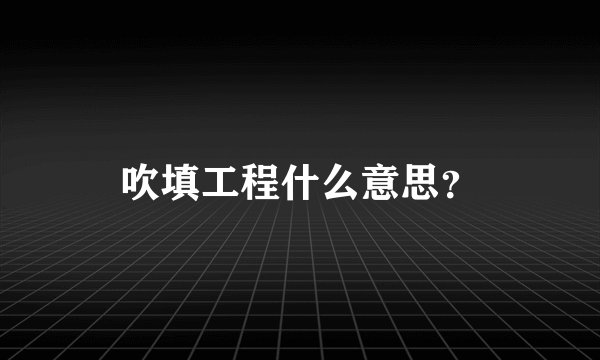 吹填工程什么意思？