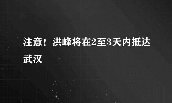 注意！洪峰将在2至3天内抵达武汉