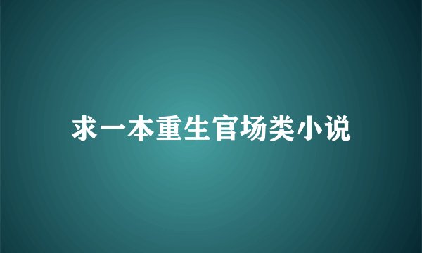 求一本重生官场类小说