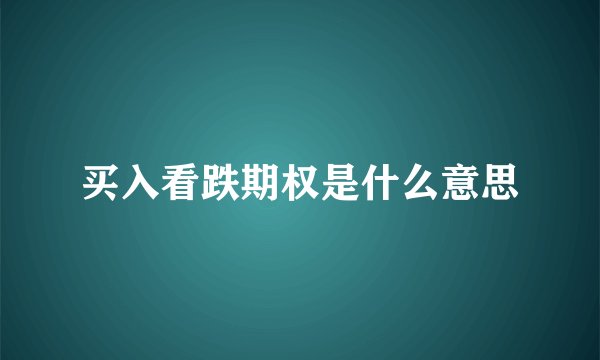 买入看跌期权是什么意思