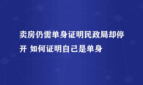 卖房仍需单身证明民政局却停开 如何证明自己是单身