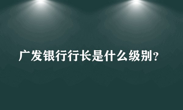 广发银行行长是什么级别？