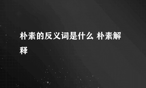 朴素的反义词是什么 朴素解释