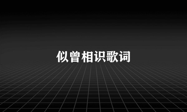 似曾相识歌词