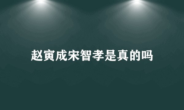 赵寅成宋智孝是真的吗