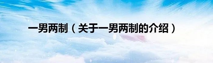 一男两制（关于一男两制的介绍）
