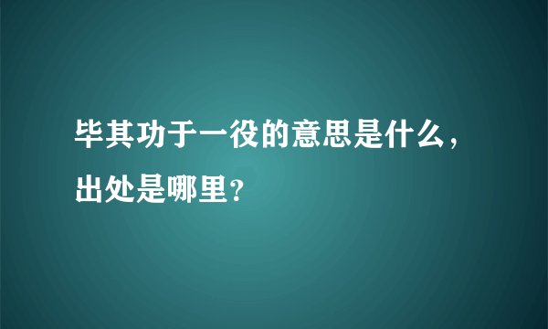 毕其功于一役的意思是什么,出处是哪里?