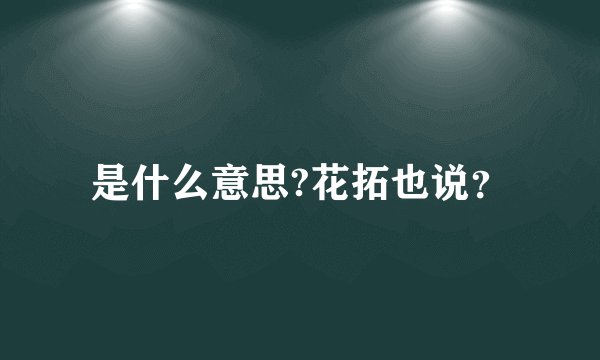 是什么意思?花拓也说？
