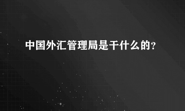 中国外汇管理局是干什么的？