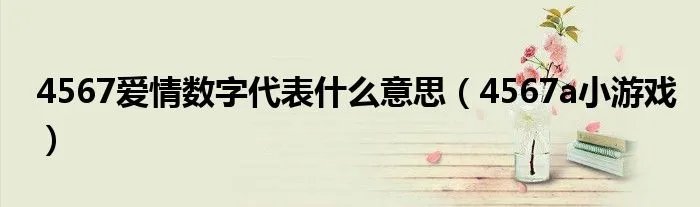 4567爱情数字代表什么意思（4567a小游戏）