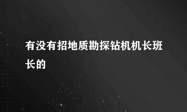 有没有招地质勘探钻机机长班长的