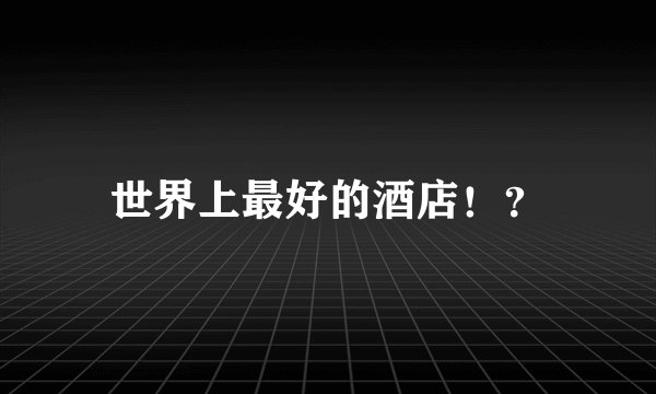 世界上最好的酒店！？