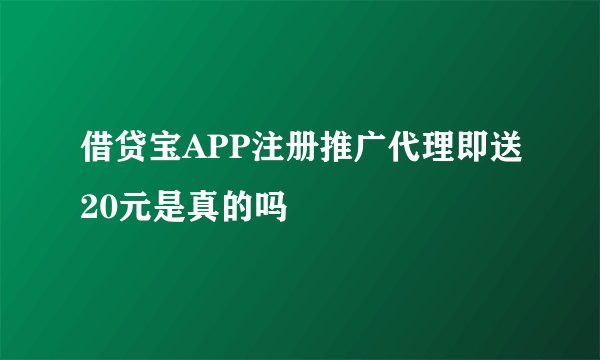 借贷宝APP注册推广代理即送20元是真的吗
